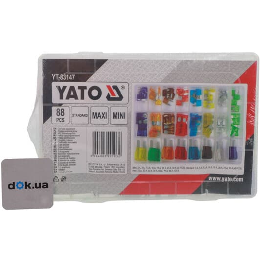 Набір запобіжників Yato YT-83147 FL FN FX maxi (mega) + midi (normal) + mini 88 шт.