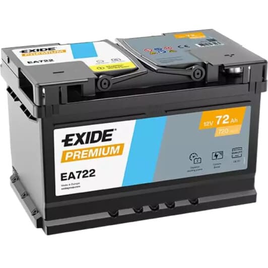 Аккумулятор Exide 6 CT-72-R Premium EA722