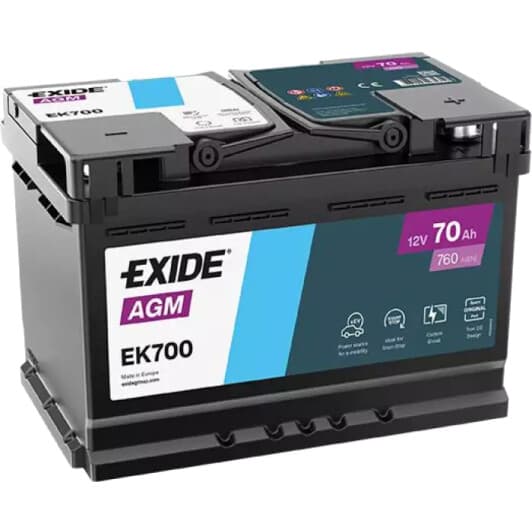 Аккумулятор Exide 6 CT-70-R AGM EK700