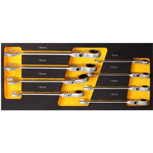 Набор ключей комбинированных трещоточных Starline nrf1et78 8-19 мм с шарниром 8 шт