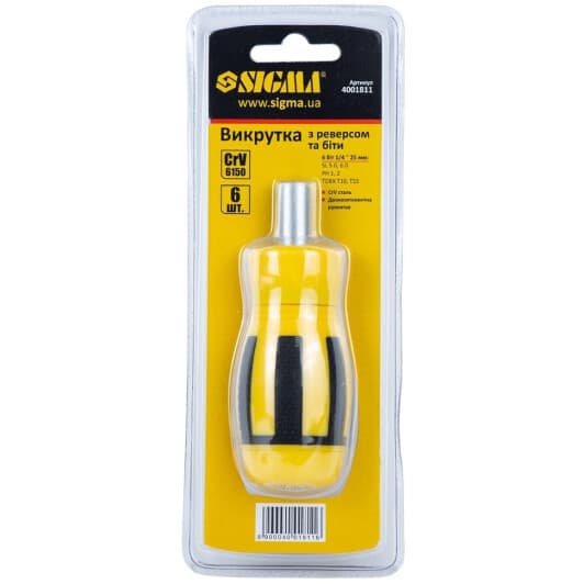 Викрутка реверсивна з набором бит Sigma 4001811