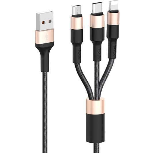 Кабель 3 в 1 Hoco USB - Apple Lightning - type-C - Micro USB X26 Xpress 6957531080275 1 м