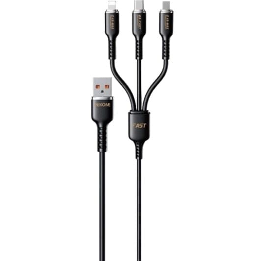 Кабель 3 в 1 Wekome USB - Apple Lightning - type-C - Micro USB 0000024549 1 м