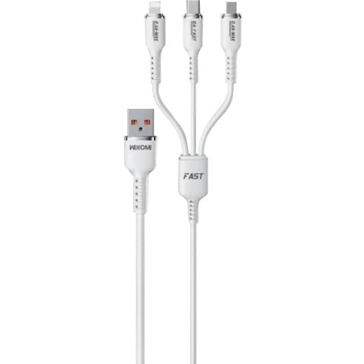 Кабель 3 в 1 Wekome USB - Apple Lightning - type-C - Micro USB 0000024550 1 м