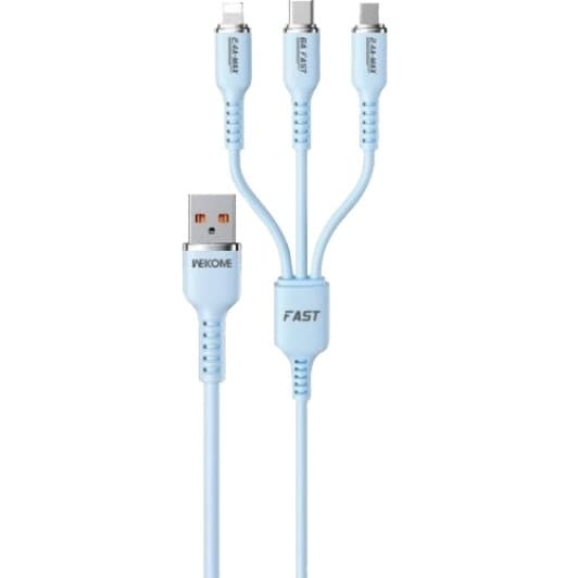 Кабель 3 в 1 Wekome USB - Apple Lightning - type-C - Micro USB 0000024551 1 м