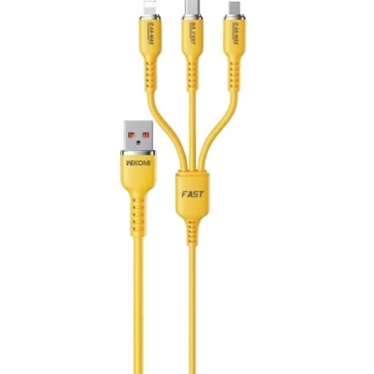 Кабель 3 в 1 Wekome USB - Apple Lightning - type-C - Micro USB 0000024552 1 м