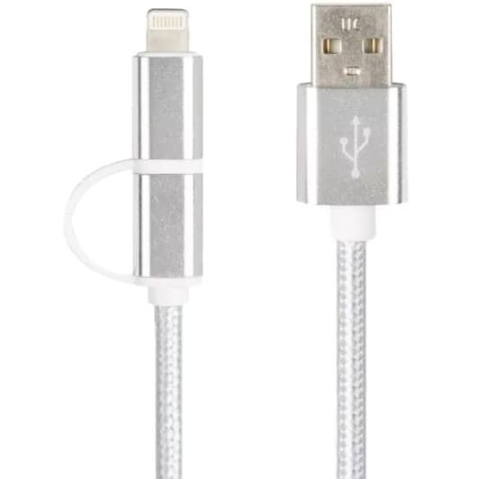 Кабель 2 в 1 Optima Double Flat C-021 59152 USB - Apple Lightning - Micro USB 1 м