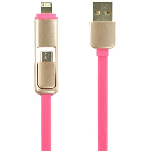 Кабель 2 в 1 Optima Double Flat C-021 45833 USB - Apple Lighting - Micro USB 1 м