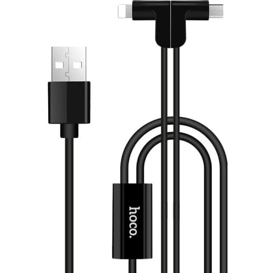 Кабель 2 в 1 Hoco X12 X12LIGHTNINGMICROBLACK USB - Apple Lightning - Micro USB 1,2 м