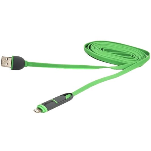 Кабель 2 в 1 PowerPlant CA910502 USB - Apple Lightning - Micro USB 2 м