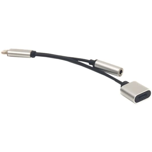 Кабель 2 в 1 PowerPlant CA910410 Apple Lightning - Apple Lightning - 3.5 (Female) 0,15 м