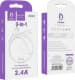 Кабель 3 в 1 Denmen USB - Apple Lightning - type-C - Micro USB D22E DM-D22E-WH 1 м