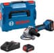 Болгарка акумуляторна Bosch GWS 18V-8 Professional + L-BOXX (2 акумулятори + ЗП + чохол) 125 мм