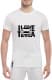 Футболка чоловіча Globuspioner класична I love Tesla біла принт спереду