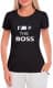 Футболка женская Globuspioner классическая BMW I´m the Boss черная принт спереди