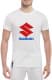 Футболка мужская Globuspioner классическая Suzuki Big Logo Red and Blue белый спереди