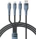 Кабель 3 в 1 Proda USB - Apple Lightning - type-C - Micro USB Azeada PD-B74TH-BK 1,3 м