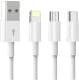 Кабель 3 в 1 Denmen USB - Apple Lightning - type-C - Micro USB D22E DM-D22E-WH 1 м