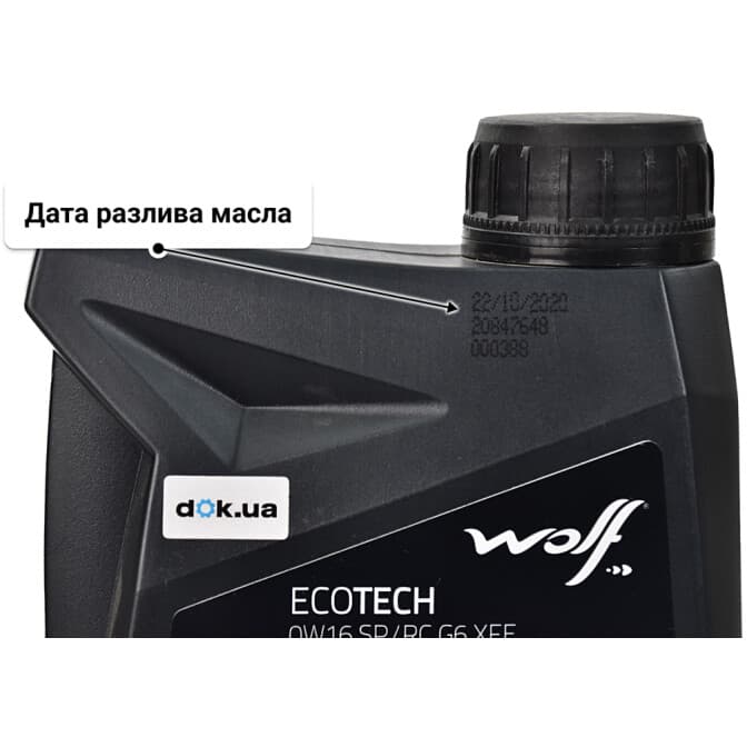 Wolf Ecotech SP/RC G6 XFE 0W-16 (1 л) моторное масло 1 л
