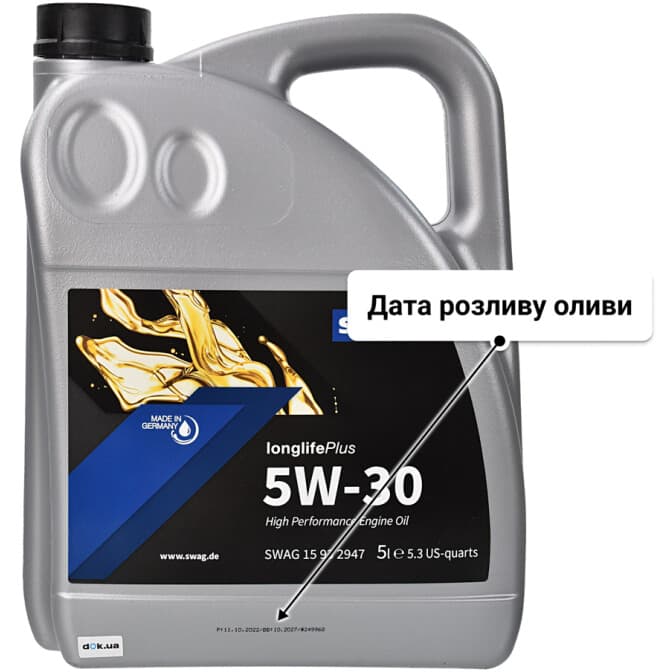 SWAG Longlife Plus 5W-30 (5 л) моторна олива 5 л