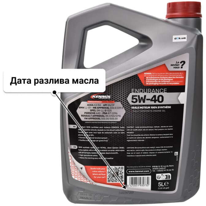 Kennol Endurance 5W-40 (5 л) моторное масло 5 л