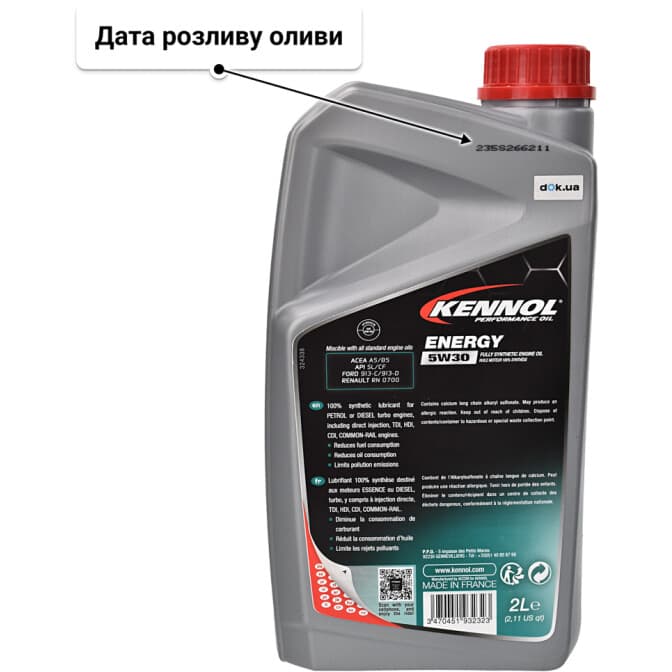 Kennol Energy 5W-30 (2 л) моторна олива 2 л