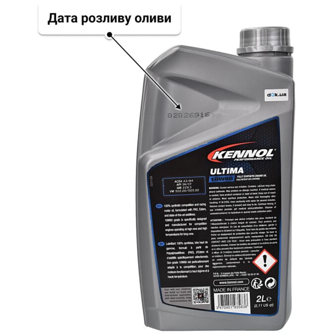 Kennol Ultima 10W-60 (2 л) моторна олива 2 л