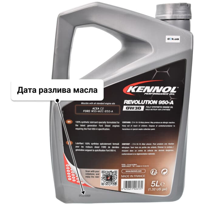 Kennol Revolution 950-A 0W-30 (5 л) моторное масло 5 л