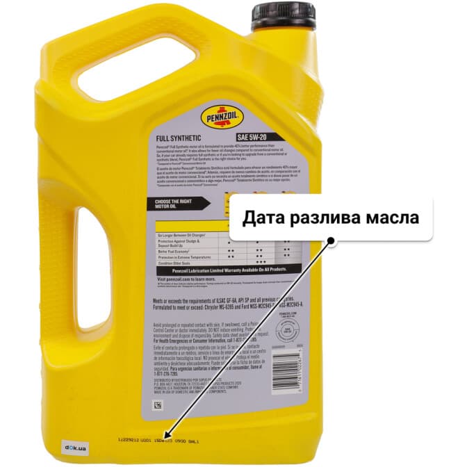 Pennzoil Full Synthetic 5W-20 (4,73 л) моторное масло 4,73 л