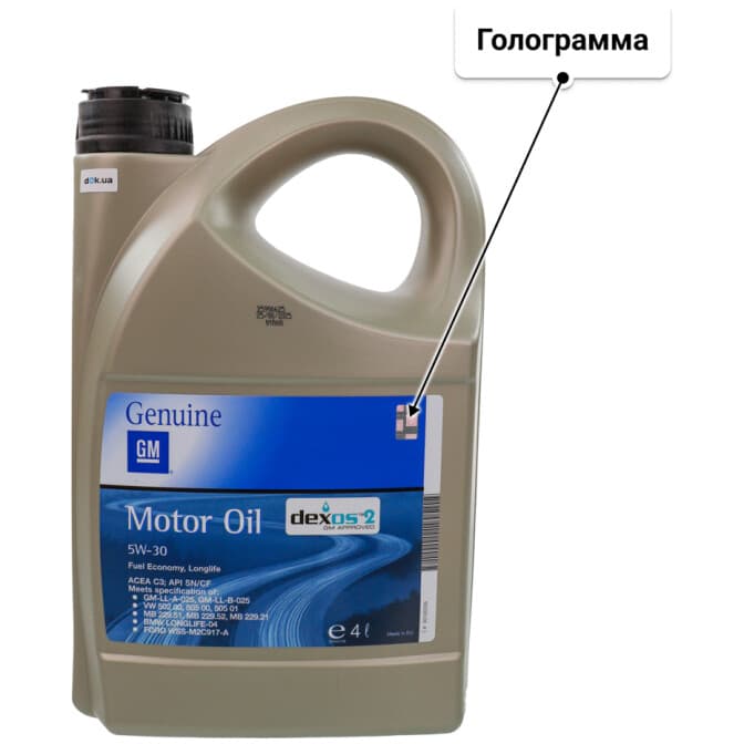 General Motors Dexos2 5W-30 (4 л) моторное масло 4 л