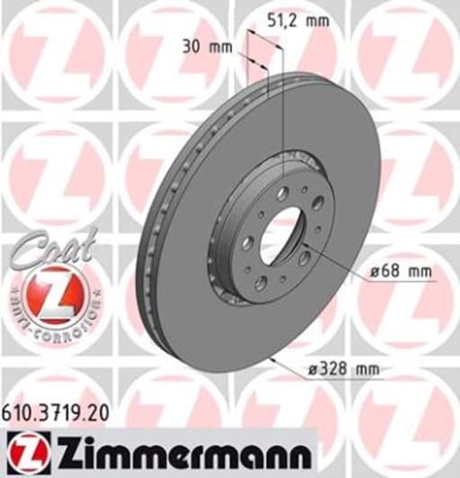 610.3719.20 Zimmermann Гальмівний диск для Volvo XC90