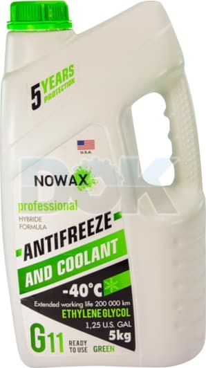 Nowax G11 зеленый -40 °C, 5 л (NX05003) готовый антифриз
