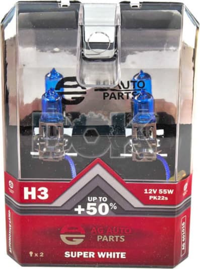 Автолампа AG-Autoparts Super White H3 PK22s 55 W світло-блакитна ag40101s