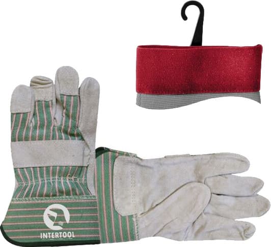Рукавички робочі Intertool замшеві з бавовняними вставками зелені