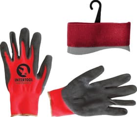 Рукавички робочі Intertool трикотажні з нітриловим покриттям червоні з чорним