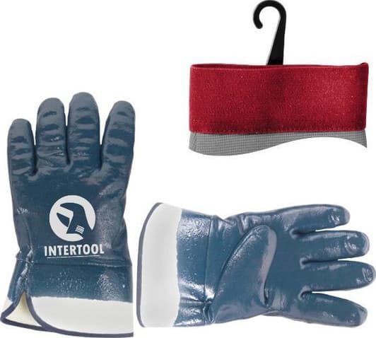 Рукавички робочі Intertool трикотажні з нітриловим покриттям сині
