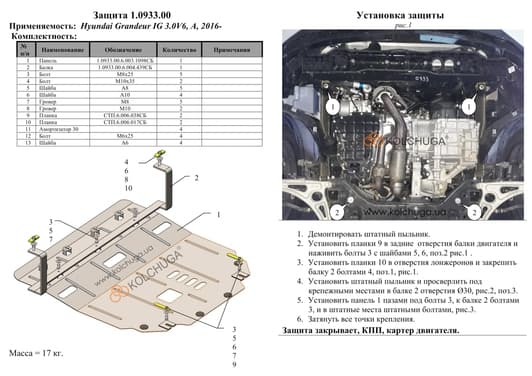 Защита двигателя Kolchuga 0933.00
