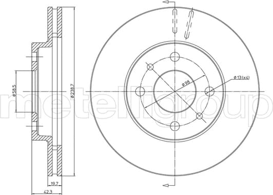 23-0553 Metelli Тормозной диск