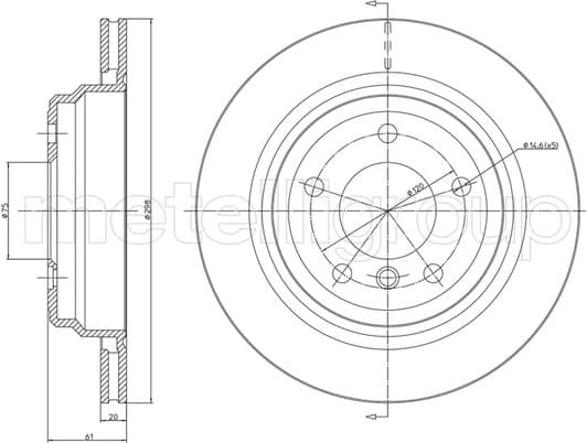 23-0398C Metelli Тормозной диск для BMW 5 Series