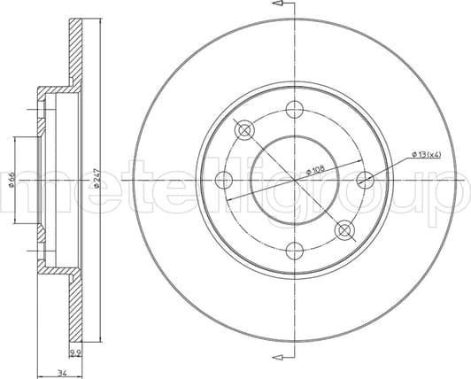 23-0100 Metelli Тормозной диск