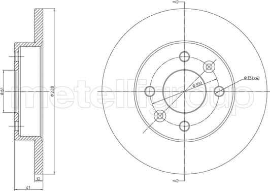 23-0082 Metelli Тормозной диск
