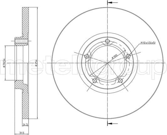 23-0163 Metelli Тормозной диск для Ford Transit