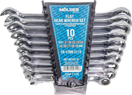 Набір ключів тріскачок комбінованих Molder MT56110 8-19 мм 10 шт