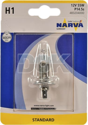 Автолампа Narva H1 P14,5s 55 W прозрачная 483204000