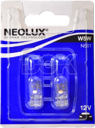 Автолампа Neolux® W5W W2,1x9,5d 5 W прозрачная n50102b