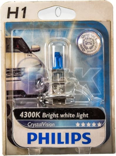 Автолампа Philips CrystalVision H1 P14,5s 55 W синя 12258CVB1