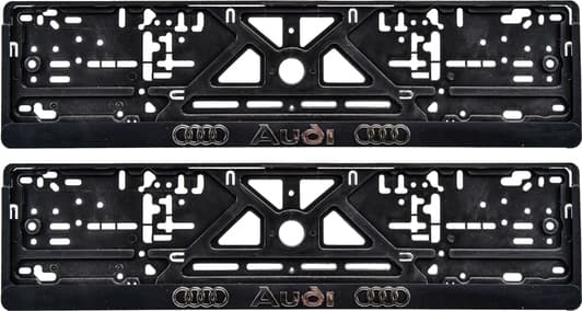 Комплект рамок номерного знака Poputchik 24-001 колір чорний на Audi
