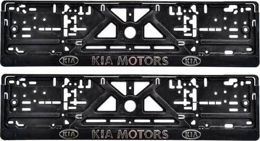 Комплект рамок номерного знака Poputchik 24-007 колір чорний на KIA