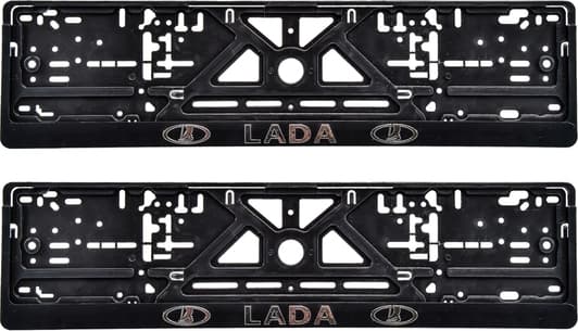 Комплект рамок номерного знака Poputchik 24-008 колір чорний на Lada