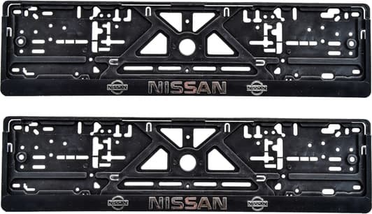 Комплект рамок номерного знака Poputchik 24-013 цвет черный на Nissan